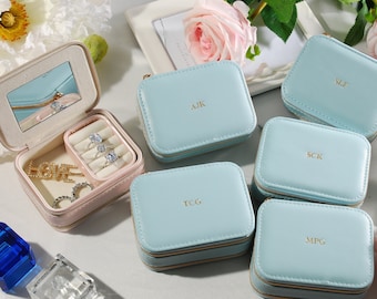 Monogrammed Travel Jewelry Box,Bridesmaid Gifts With Custom Names,Personalized Travel Jewelry Organizer,Personalized Travel Accessory Box