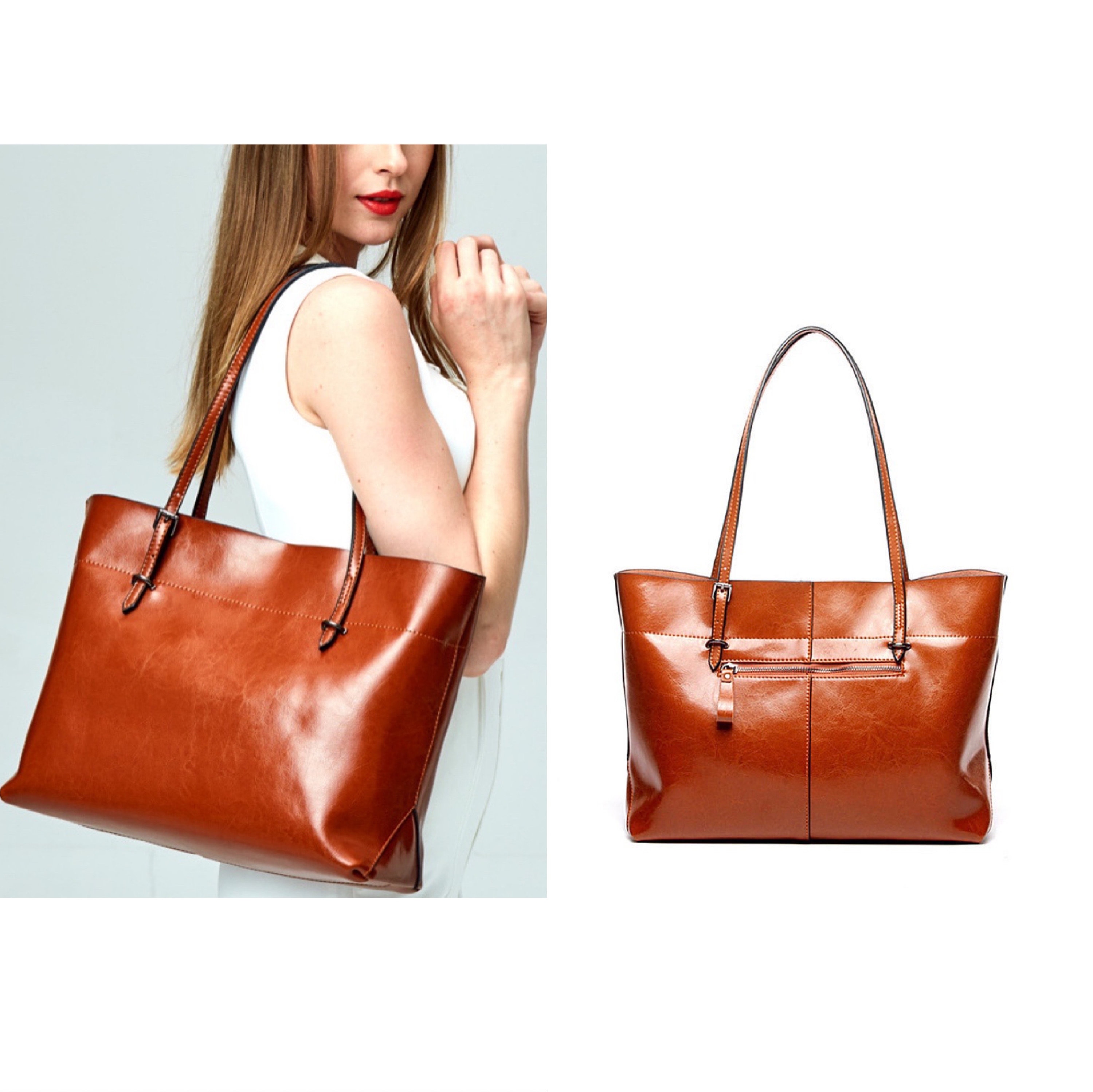 Leather monogrammed tote bag – CSM Leather