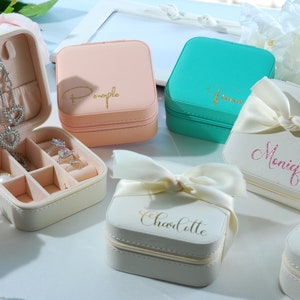 Personalized Travel Jewelry Case,Monogrammed Bridesmaid Jewelry Box,Maid of honor Jewelry Box,Personalized Gifts for Her,Travel Jewelry Case image 1