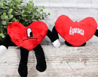 Un Verano Sin Ti Heart Keychain Personalized Plush Red Corazon Bad Bunny Merch World's Hottest Tour Cute Soft Girls Gift Party Favors
