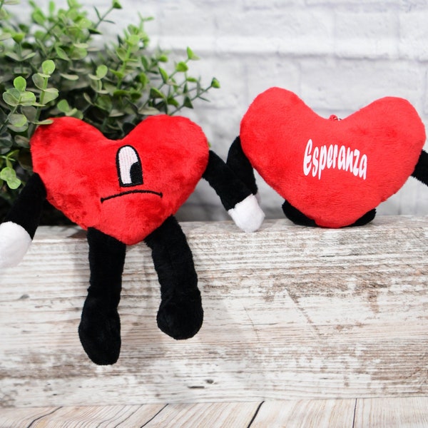 Un Verano Sin Ti Heart Keychain Personalized Plush Red Corazon Bad Bunny Merch World's Hottest Tour Cute Soft Girls Gift Party Favors