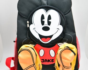 Personalized Mickey Mouse Backpack Cute Custom Mickey Polka Dot Ears Daycare Travel Bag Children Kids Girl or Boy Back to School Pink Black