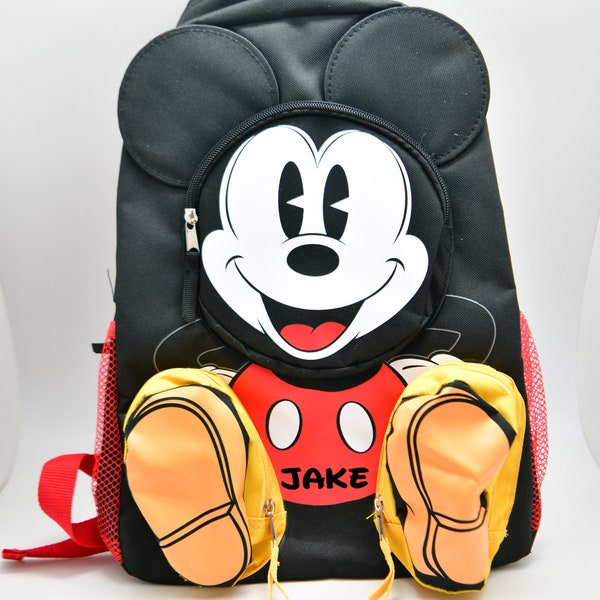 Personalized Mickey Mouse Backpack Cute Custom Mickey Polka Dot Ears Daycare Travel Bag Children Kids Girl or Boy Back to School Pink Black