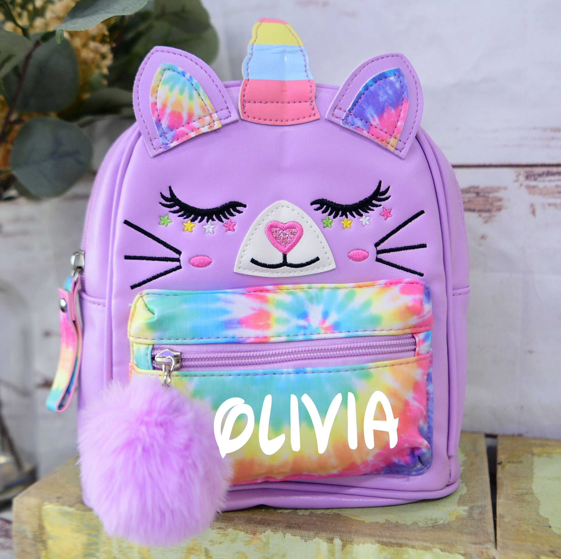 Under One Sky Mini Backpack Purse Cat Unicorn Pink Purple Bag Caticorn