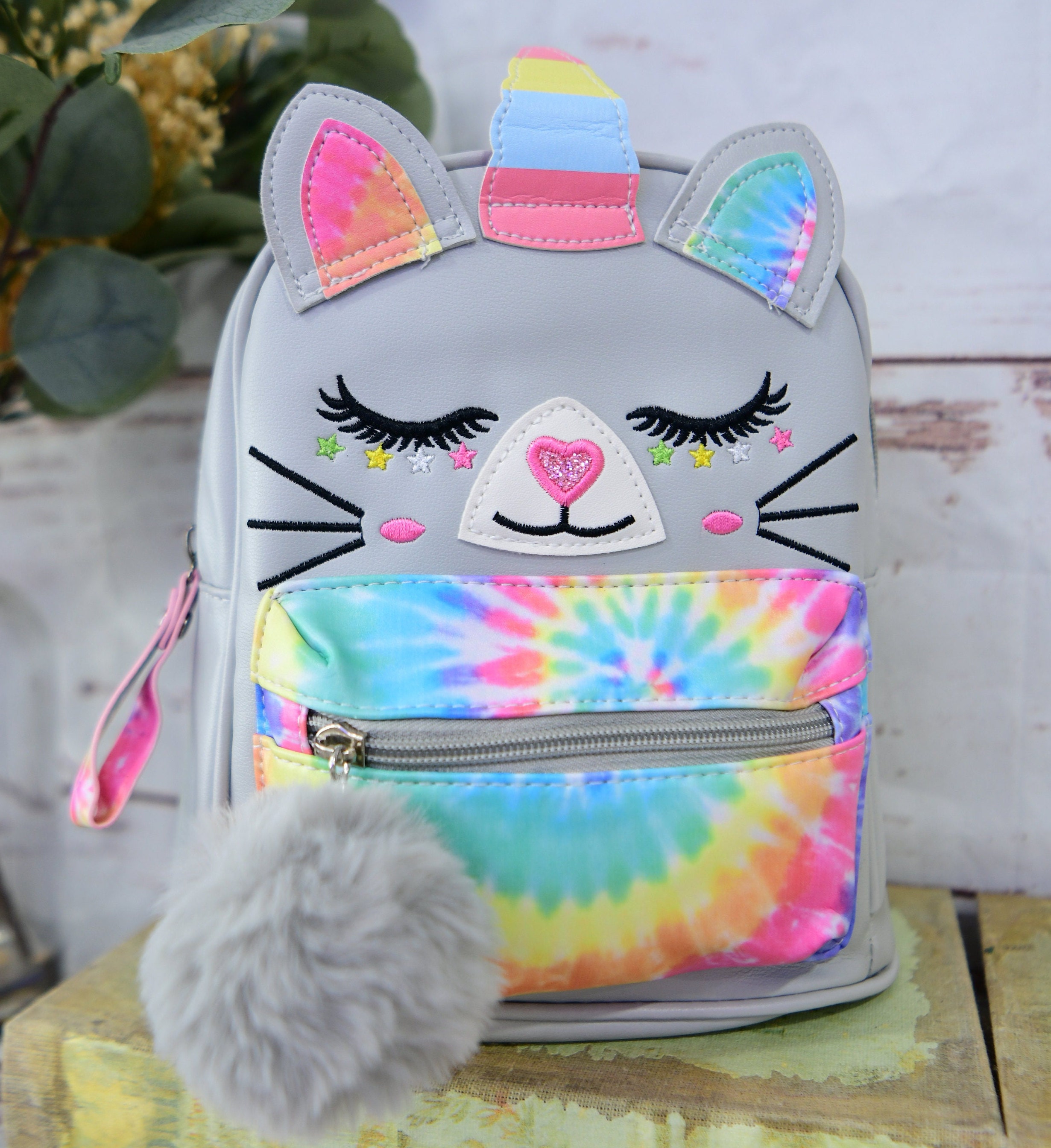 Personalized Cat Unicorn Mini Backpack Cute Custom Rainbow 