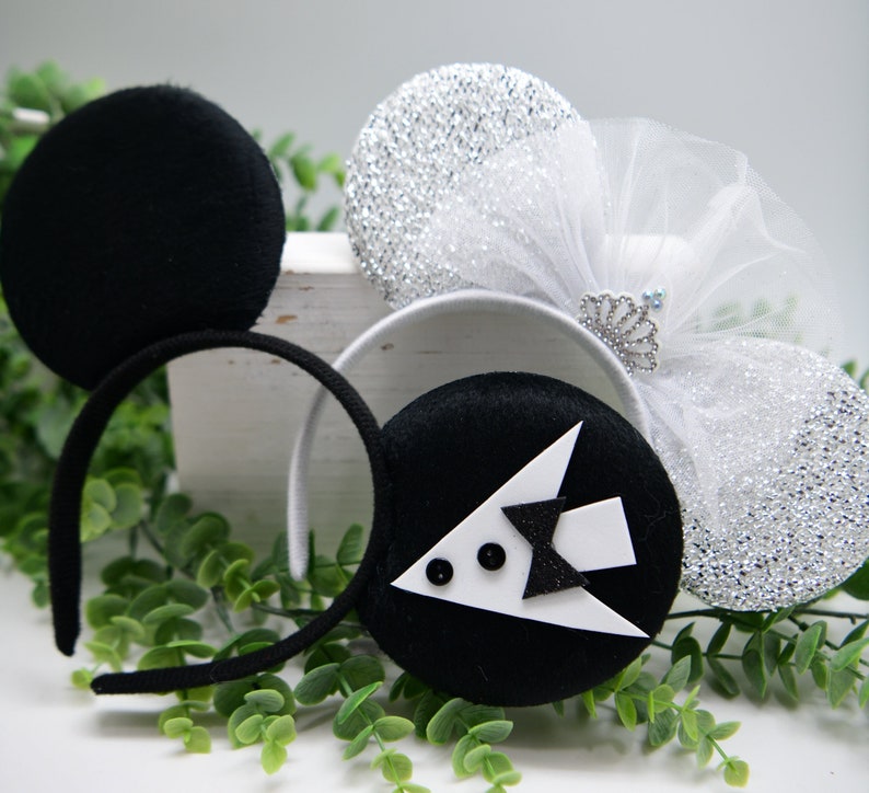 Bride and Groom Mickey and Minnie Ears Set Headbands Bride To Be Mickey Ears Minnie Mouse Ears headband Disney bride Disney wedding Renewal Bride and Groom