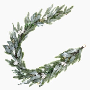 6ft Eucalyptus White Berry with Frost Christmas Faux Garland