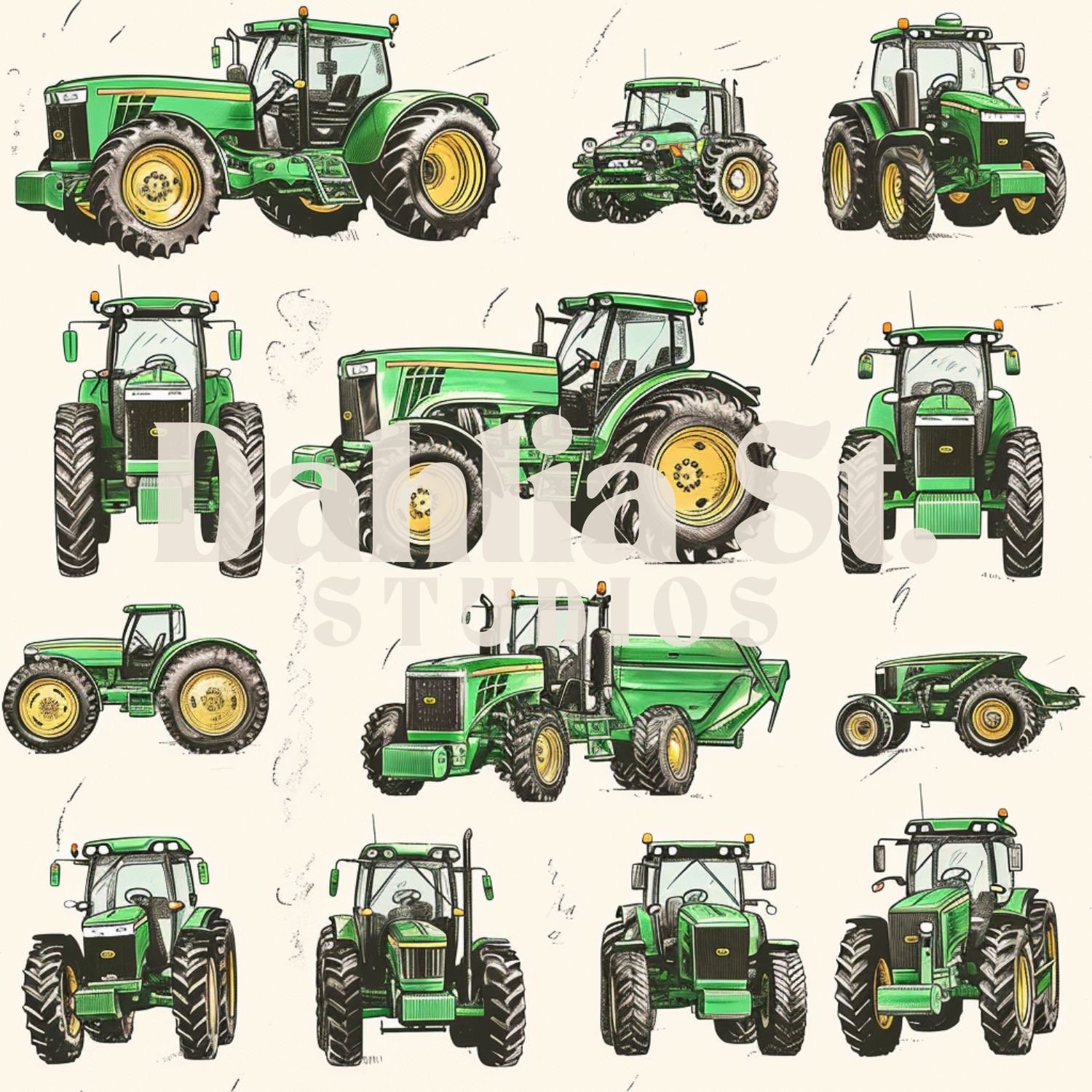 Tractors | John Deere Inspired | Farm | Seamless File | Repeating ...