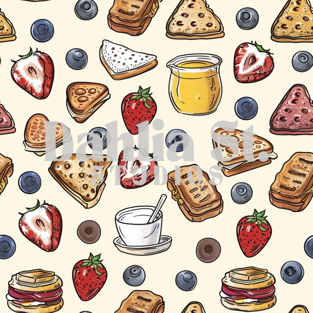Breakfast Food | Brunch | Seamless File | Repeating Pattern | Digital ...