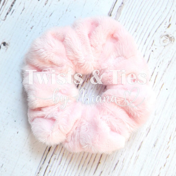 Scrunchie Soft Minky embossed hearts | Soft Hair Tie | fur scrunchie | Soft Scrunchie | teen gift | teen girl gift | Ready to ship