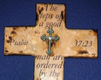 Wooden Cross, with Bible Verse (Made to order with verse of your choosing)