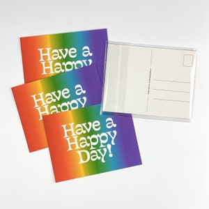 Lot de trois cartes postales arc-en-ciel Have a Happy Day