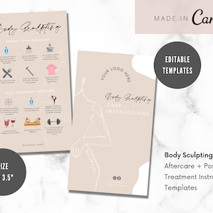 Body Sculpting Pre en Post Care Template - Bewerkbare Body Contouring Nazorg Kaart - Pre en Nazorg - Bewerkbare Toestemmingsformulieren-Gezondheidszorg