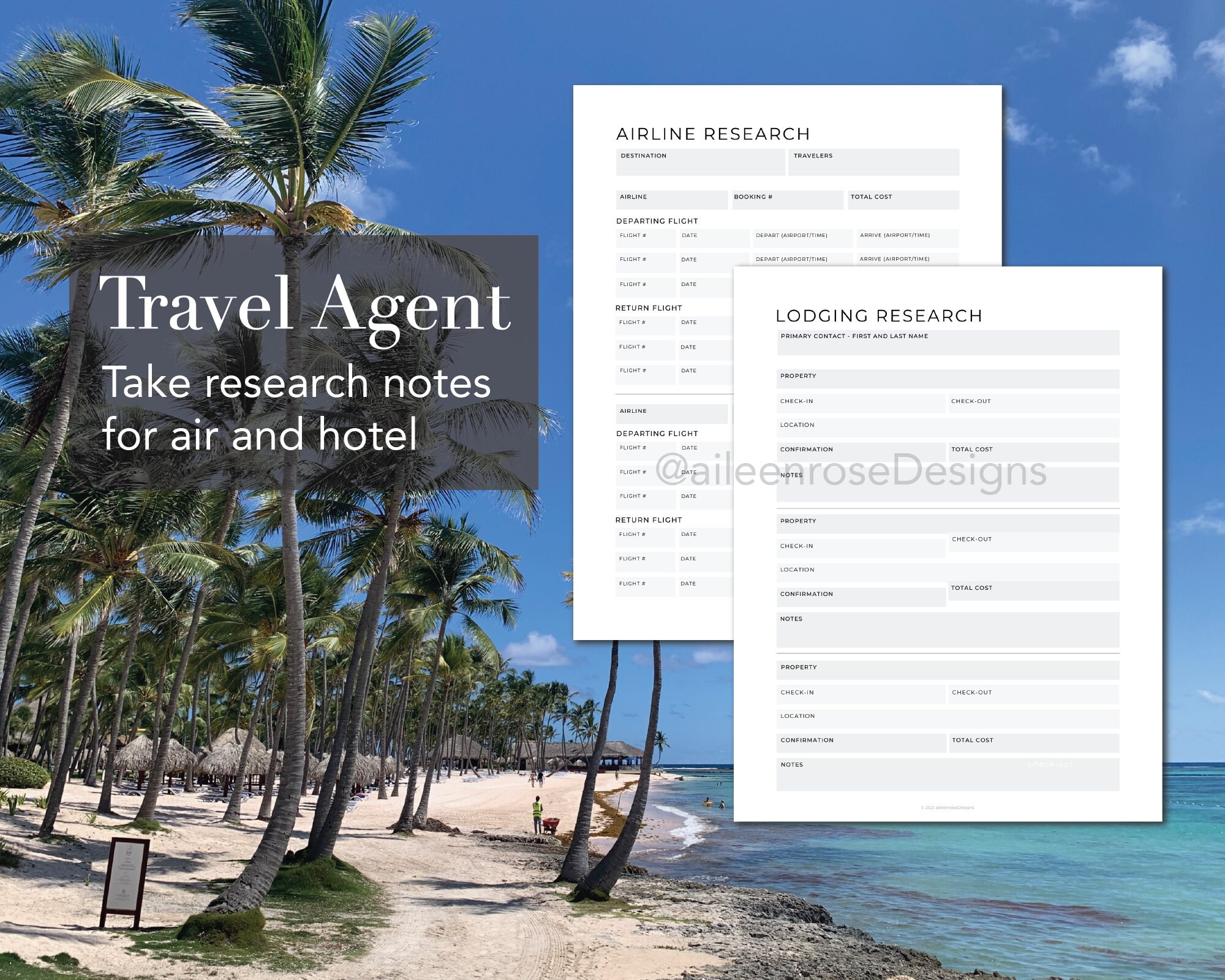 Printable &amp; Edit Travel Agents Client Organizer | Travel Planner for ...