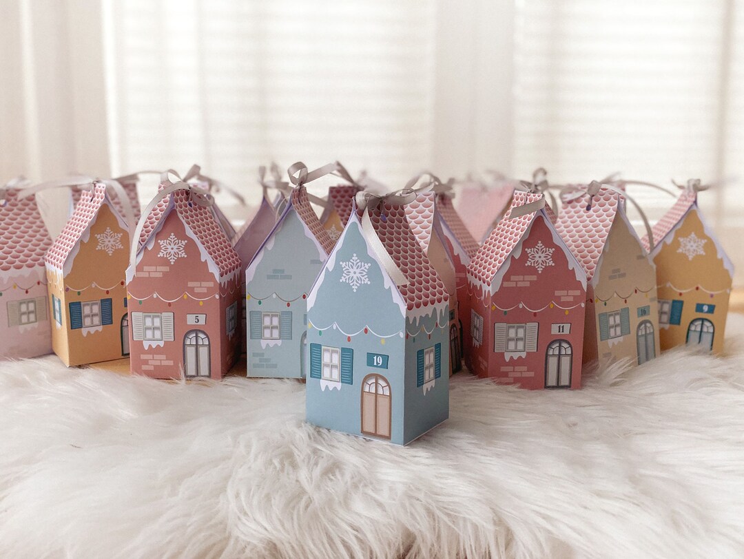 Printable Advent Calendar Houses, DIY Xmas Decor, Christmas Countdown ...