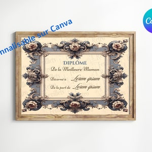 Modèle vintage de diplôme spécial fête des mères | personnalisable sur Canva | imprimable | Design couleur rétro