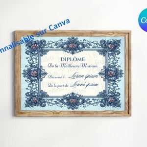Modèle vintage de diplôme spécial fête des mères | personnalisable sur Canva | imprimable | Design couleur rétro