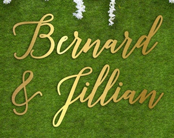 Hedge Wall Sign, Large Name cut outs, Wood name sign Large Wall and Hedge Signs for Weddings Bride Groom Names, Custom Hedge --HEDGE60-GLD-1