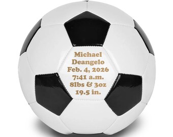 Personalized Soccer Ball, Baby Announcement, Baby's First Ball Season, Newborn, New Recruit Gift