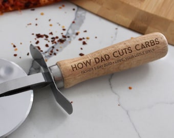Personalized Pizza Slicer, Engraved Wood Handle, Custom Pizza Cutter