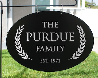 Personalized Metal Garden Flag, Custom Family Name Yard Sign