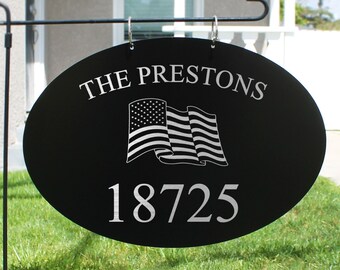 Personalized Family Name Garden Flag, Custom Metal Yard Sign