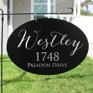 Personalized Garden Flag, Custom Family Yard Sign, Family Name Sign, Garden Flag, Outdoor Yard Metal Sign, Home Address Sign --MHB-OVAL-100