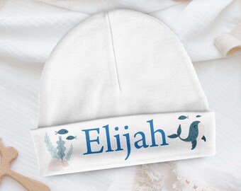 Personalized Baby Hat | Personalized Newborn Hat | Custom Baby Boy and Girl Hats | Custom Newborn hat | Baby Beanie --BN-W-ELIJAH