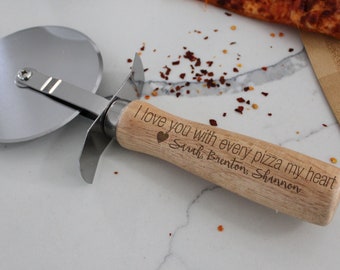 Personalized Pizza Slicer, Engraved Pizza Cutter, Custom Pizza Slicer, Wood Handle Pizza Slicer, Pizza Slicer, Father’s Day Gifts --PZS-8