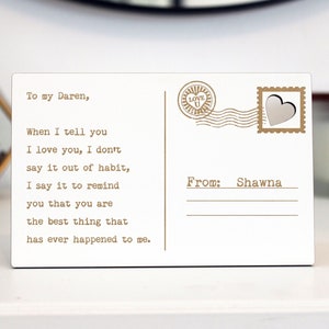 Love Wood Postcard, Love Day Love Postcard, Postal de madera personalizada, Regalos de San Valentín, Regalos para novias --LP-B-3