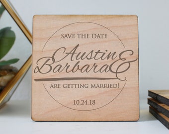 Save the date Magnets, Wood Save the date Magnets, Wedding Save The Dates, Save the date invitations Laser Engraved Save The Date --STDSQ-4