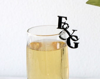 Wedding Initial Champagne Toppers DIY Peel at home | Champagne Drink Tag | Drink Charm | Bachelorette Champagne Charm --CHT-B-100