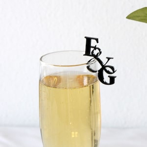 Wedding Initial Champagne Toppers DIY Peel at home | Champagne Drink Tag | Drink Charm | Bachelorette Champagne Charm --CHT-B-100