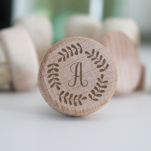 Personalized Wine Stopper, Laser Engraved, Custom Cork Bottle Topper, Customized Rustic Wedding Favor, Reusable, Bottle Stoppers --WS-NW-8