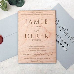 Invitación de madera, invitación de boda de madera, invitación de boda de madera, invitación de madera grabada con láser, invitación de madera, tarjeta de boda de madera, invitaciones rústicas