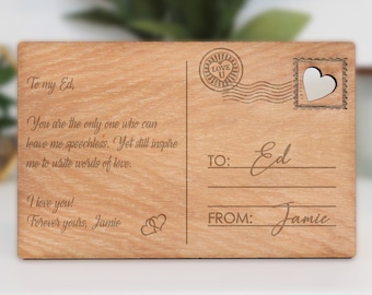 Love Wood Postcard, Valentine's Day Love Postcard, Personalized Wood Postcard, Valentine's Day Gifts, Gifts for Girlfriends --LP-B-4