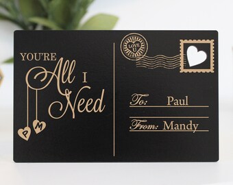 Love Wood Postcard, Valentine's Day Love Postcard, Personalized Wood Postcard, Valentine's Day Gifts, Gifts for Girlfriends --LPC-W-10