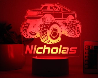 Monster Truck, Night Light, Personalized Night Lights Kids, Night Lights, Bedroom Night Lights, Kids Bedroom Decor, Lights for Boys --NL-6