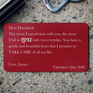 Valentine's Day Metal Wallet Card Personalized Engraved Wallet Card Insert for Husband Wife Romantic Custom Love Message Metal Card for Him