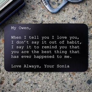 Valentine's Day Metal Wallet Card Personalized Engraved Wallet Card Insert for Husband Wife Romantic Custom Love Message Metal Card for Him