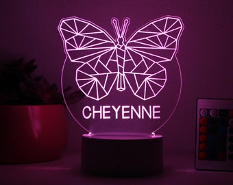 Lámpara de noche personalizada con forma de mariposa, decoración para la habitación infantil.
