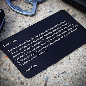 Valentine's Day Metal Wallet Card Personalized Engraved Wallet Card Insert for Husband Wife Romantic Custom Love Message Metal Card for Him