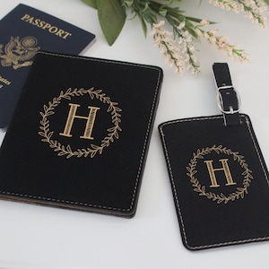 Personalized Passport and Luggage Tags Custom Luggage Tags and Passport Personalized Travel Gifts Passport and Luggage Tag Set --TS-B-11