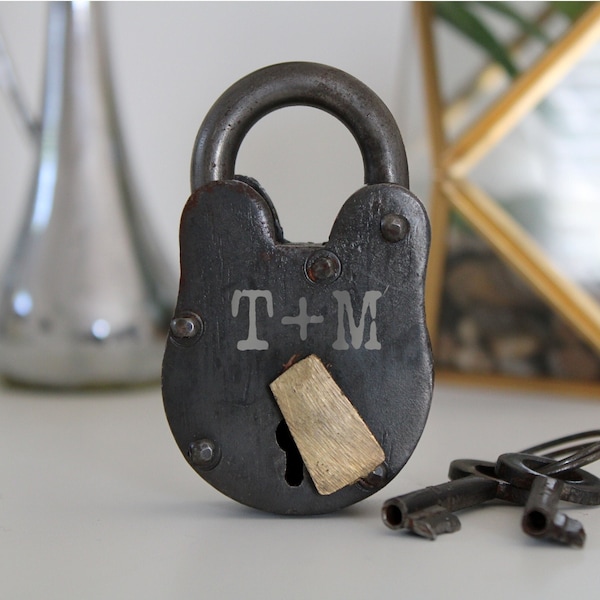 Antique Love Lock with Keys, Custom Love Lock, Engraved Love Lock, Antique Love Lock, Bridge Lock, Gate Lock Fence Lock, Paris Lock --LOCK-7