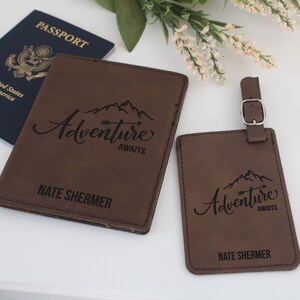 Personalized Passport and Luggage Tags Custom Luggage Tags and Passport Personalized Travel Gifts Passport and Luggage Tag Set --TS-B-14