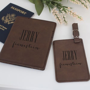 Personalized Passport and Luggage Tags Custom Luggage Tags and Passport Personalized Travel Gifts Passport and Luggage Tag Set --TS-B-18