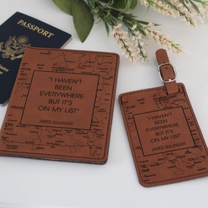 Personalized Passport and Luggage Tags Custom Luggage Tags and Passport Personalized Travel Gifts Passport and Luggage Tag Set --TS-B-16