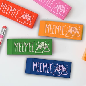 Custom Erasers, Set of 6 | Personalized Erasers, Rubber Erasers, Back To School Gifts Custom Erasers Kid&#39;s School GIfts --RE6-MULT-MEEMEE