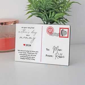 Primer regalo del Día de la Madre, Postal personalizada para el Día de la Madre, Postal de madera personalizada del Día de la Madre, Regalos del Día de las Madres --LPC-SUB-1STMOM