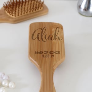 Personalized Wood Brush, Custom Bamboo Hair Brush, Sweet-Sixteen, Girl Gift , Gift for Her, Bachelorette Party Gifts, Bridal Party --HB-3